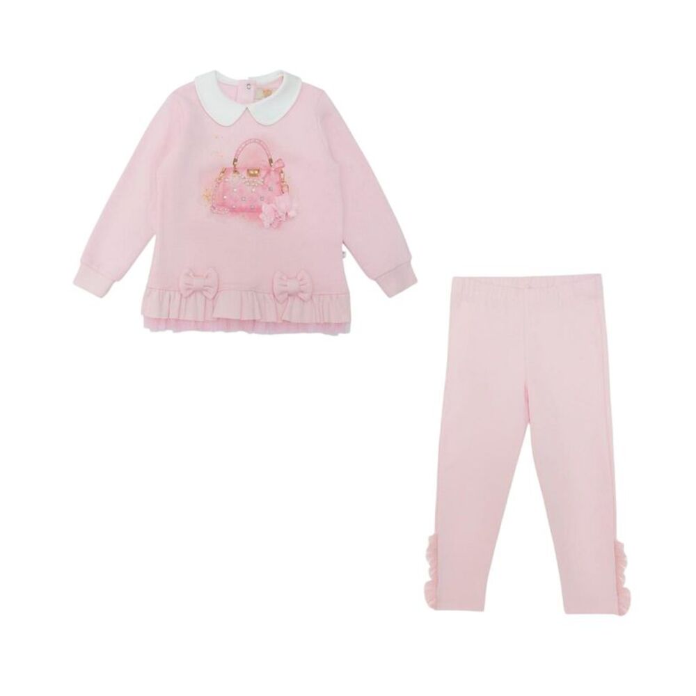 Caramelo Kids Girls Purse Top And Leggings Set / Pink